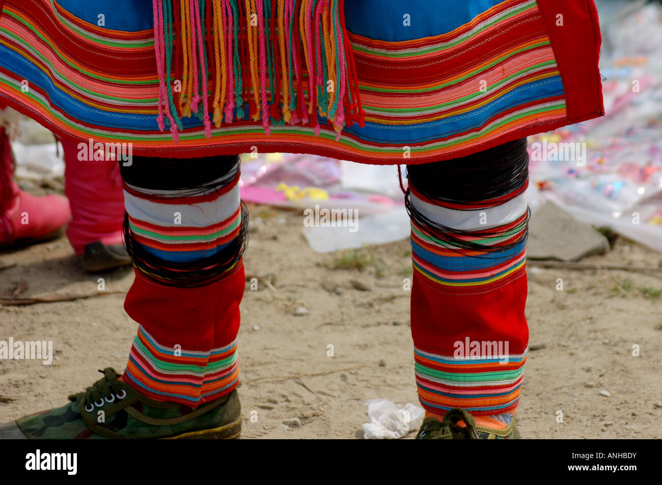 China Yunnan Baoshan lisu minority festival traditional clothes Stock Photo