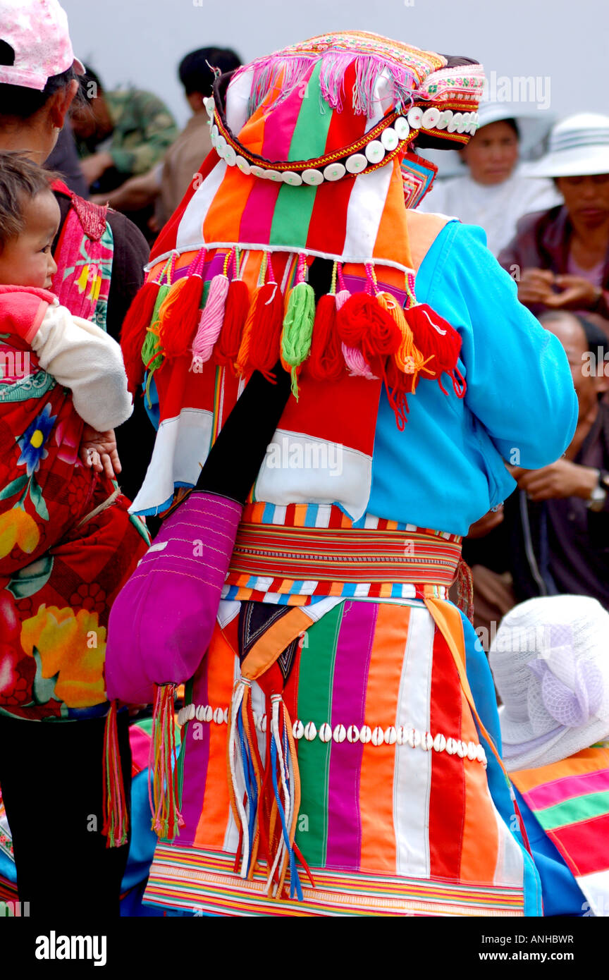 China Yunnan Baoshan lisu minority festival traditional clothes Stock Photo