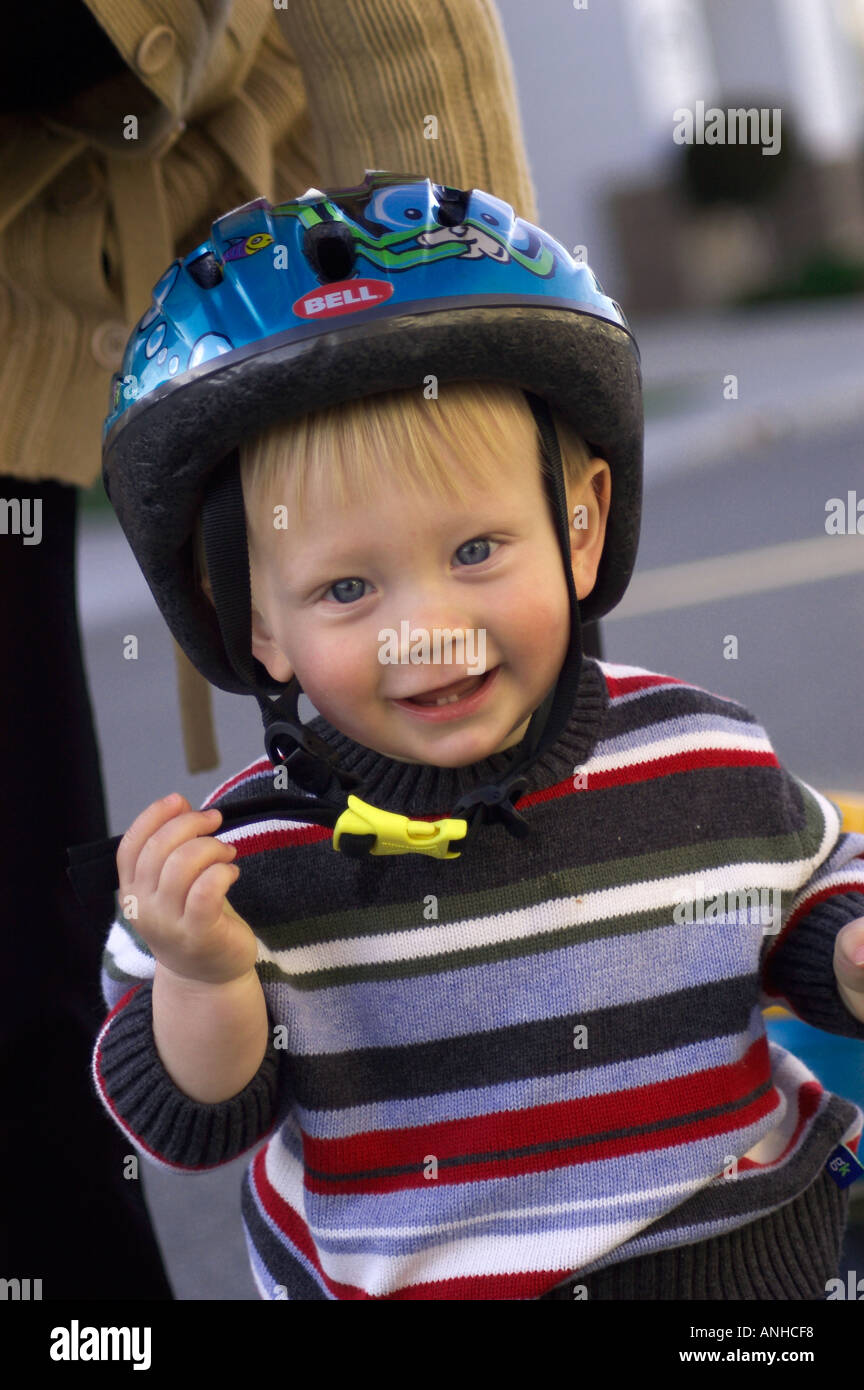 boy wearing helmet Stock Photo Alamy