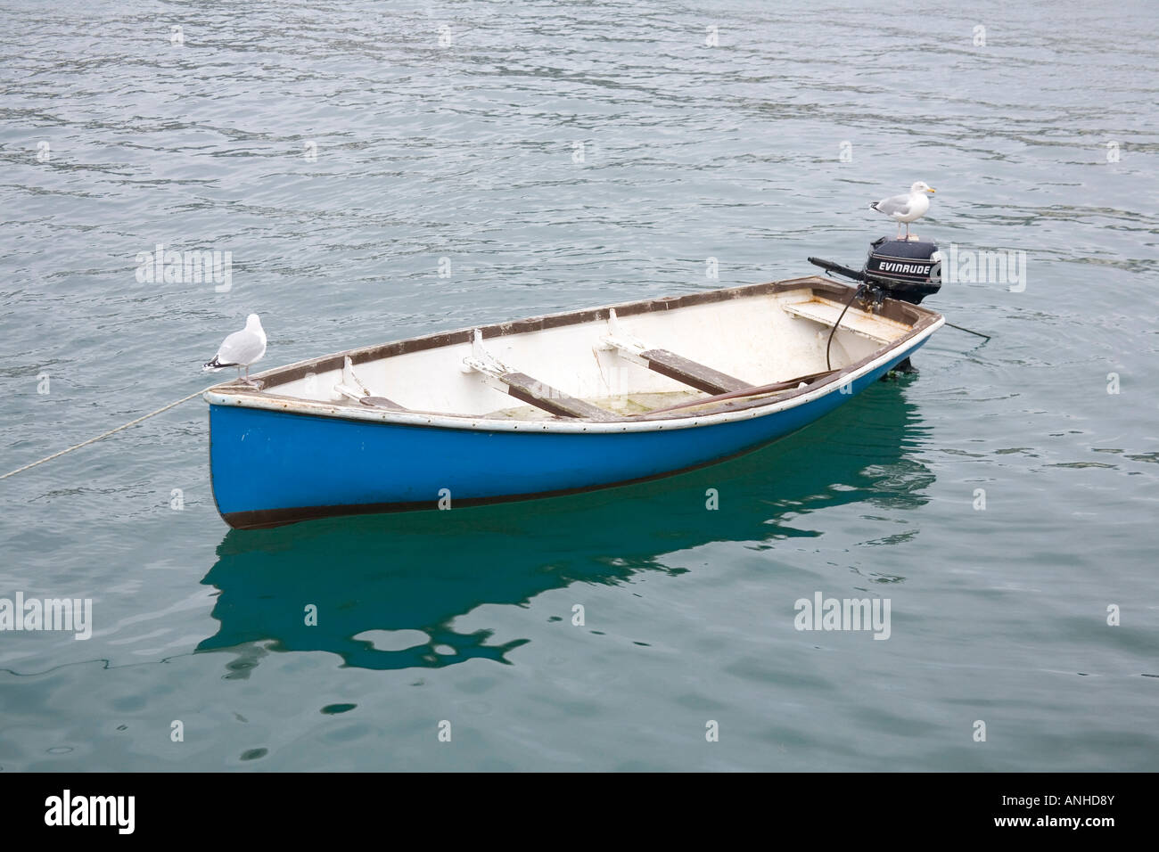 Boat moored up in St Mawes Harbour, Cornwall England. Stock Photo
