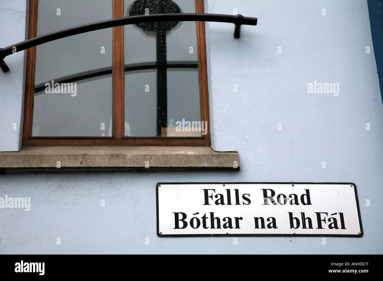 Street sign on the Falls Road West Belfast Co Antrim Northern Ireland