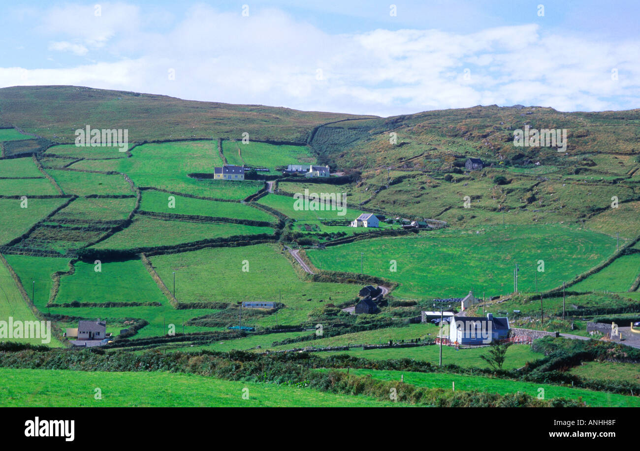 Rural landscape and farms Beara peninsula County Cork Ireland Stock