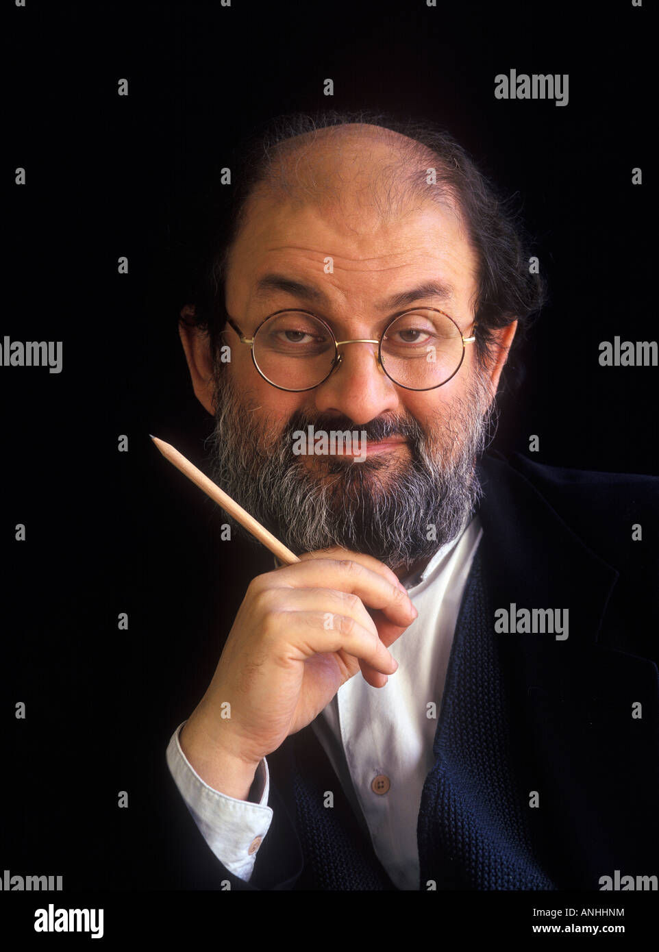 Salman Rushdie with a pen from the swedish company IKEA Stock Photo - Alamy