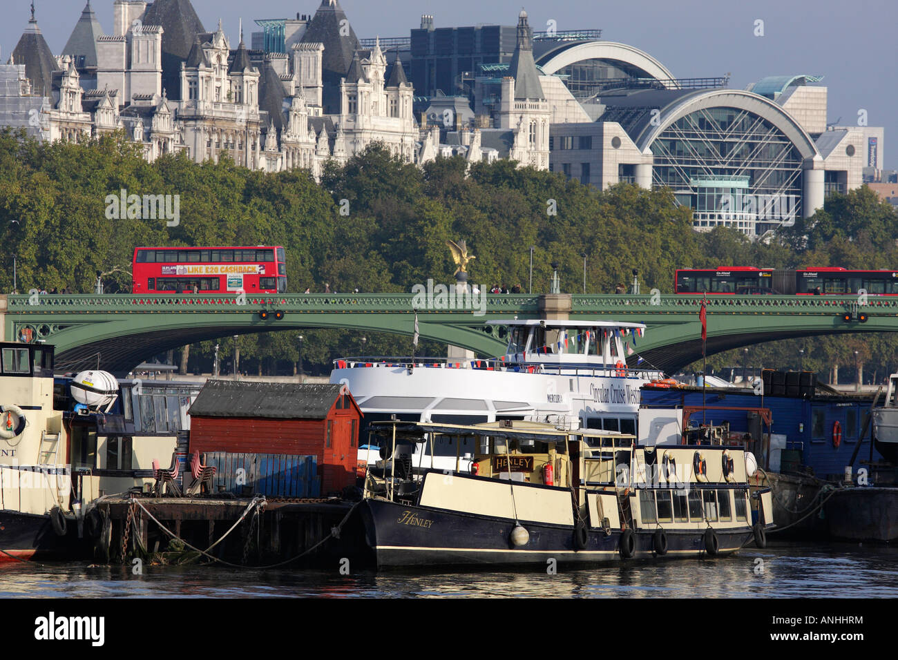 Westminster Bridge and Charing Cross Road Station London Stock Photo