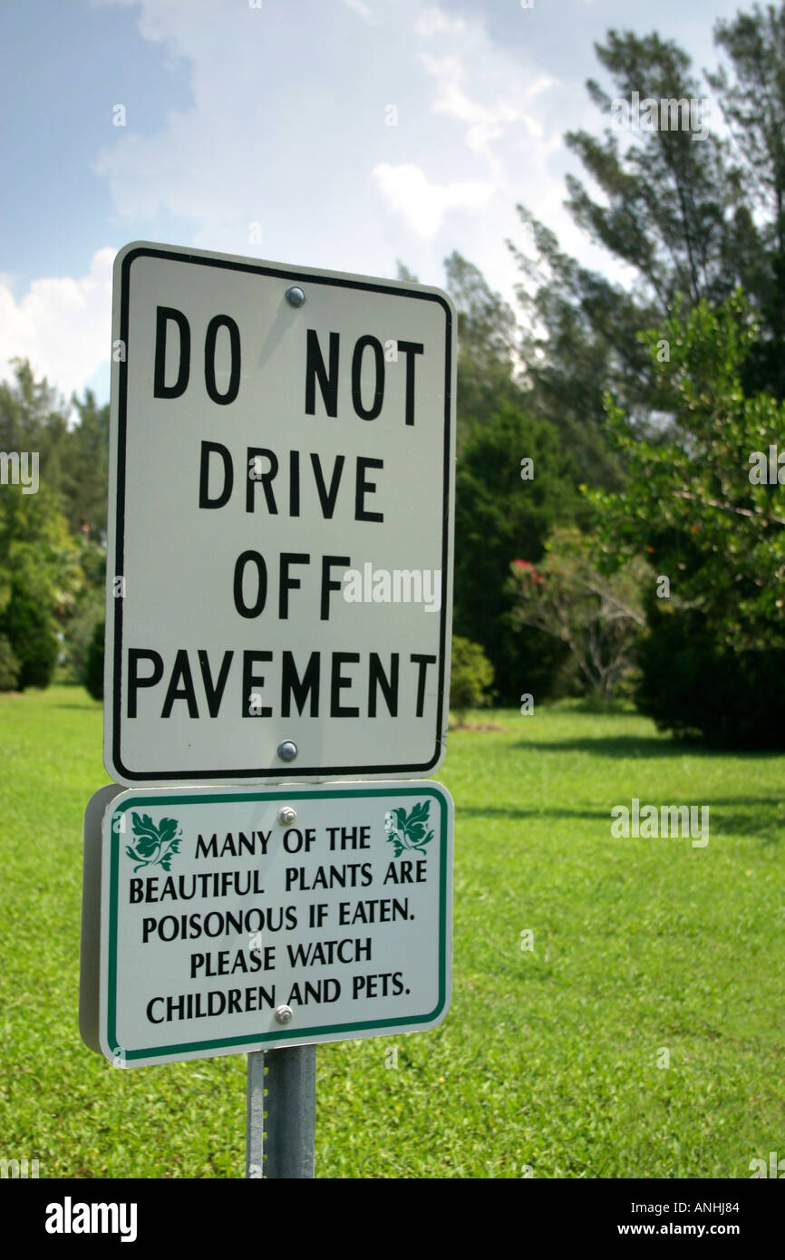 Do Not Drive Off Pavement warning sign Sand Key Park Clearwater Florida United States of America Stock Photo