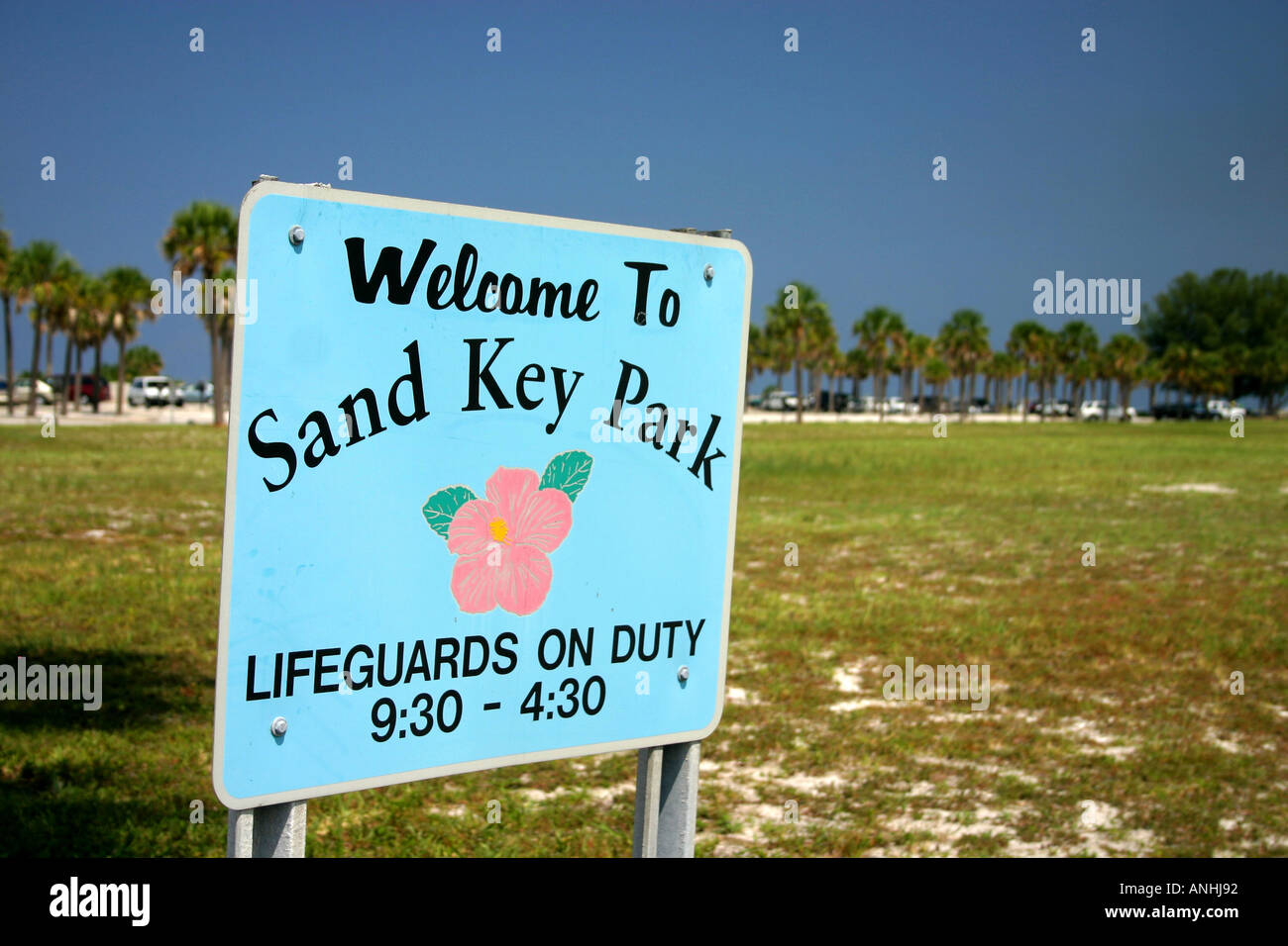 Welcome to Sandkey Park sign sign in Sand Key Park Clearwater Florida