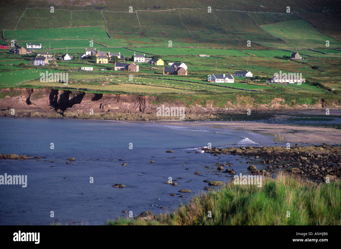 Settlement village houses Dingle peninsula County Kerry Ireland Stock