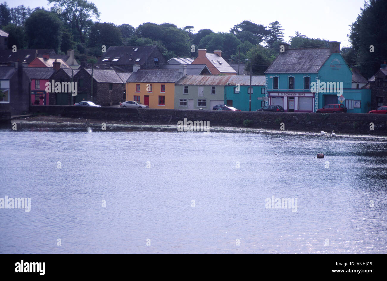 Colourful quayside cottages Union Hall village County Cork Ireland Stock Photo