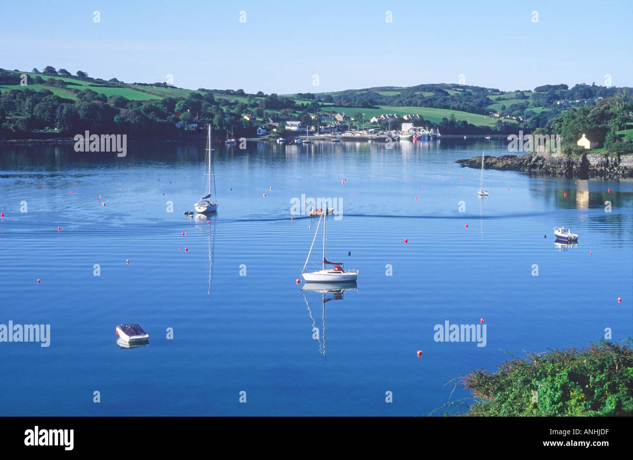 Yachts with Union Hall in background County Cork Ireland Stock Photo