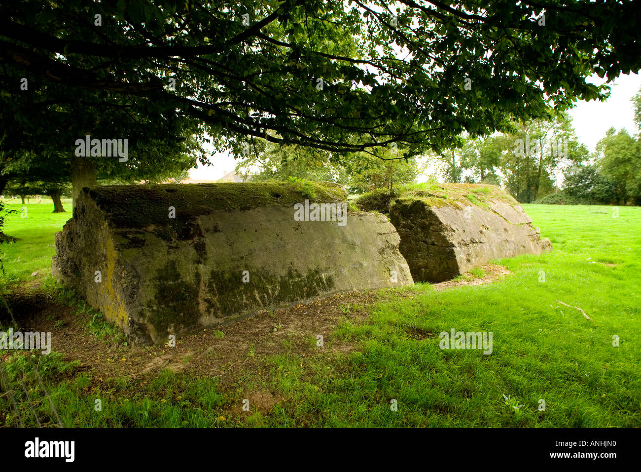 WW1 German bunker in a field near Martinpuich in the Somme area of