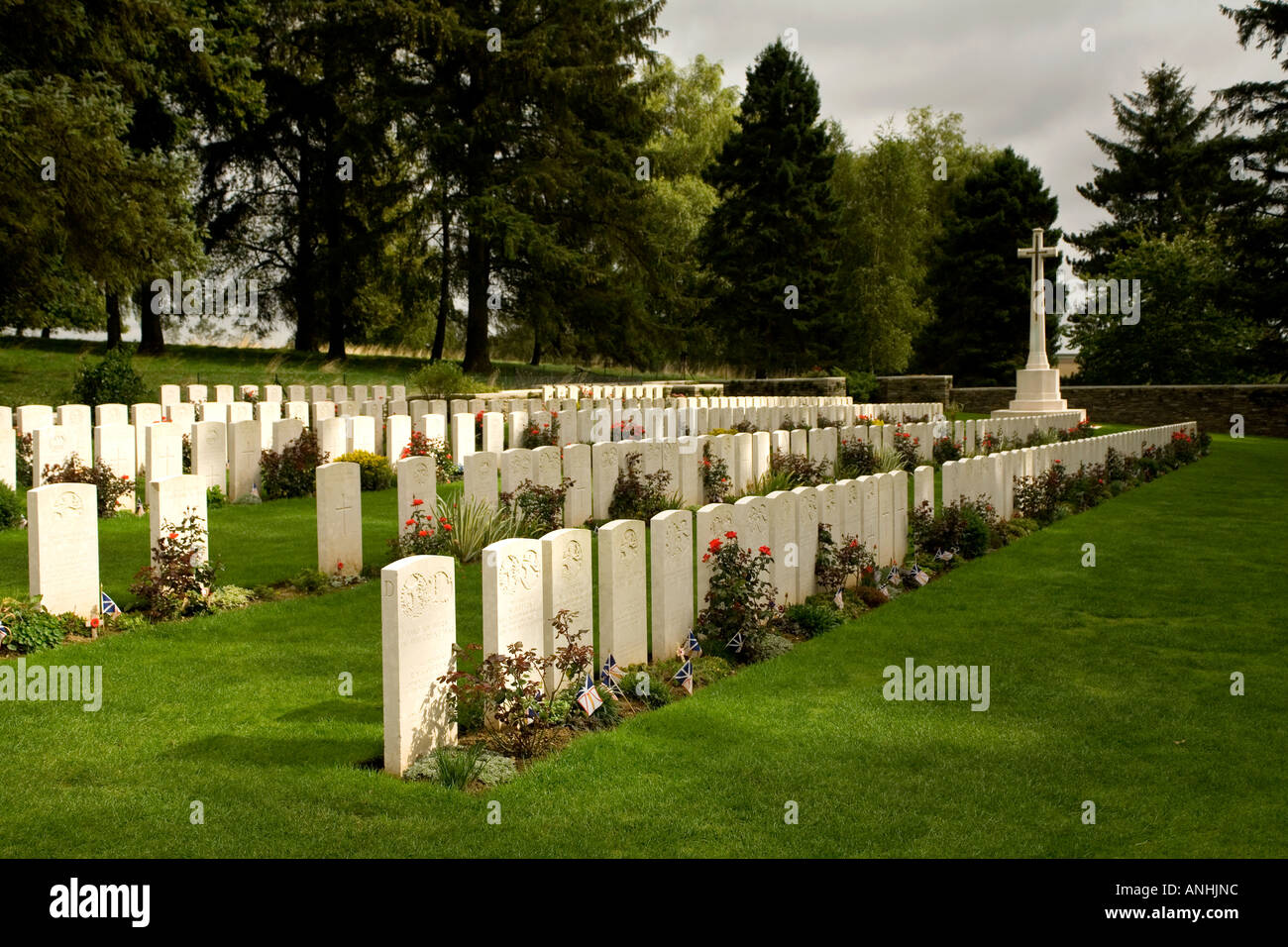 Y ravine cemetery on the battlefield at the Newfoundland Memorial Park at Beaumont Hamel in France Stock Photo