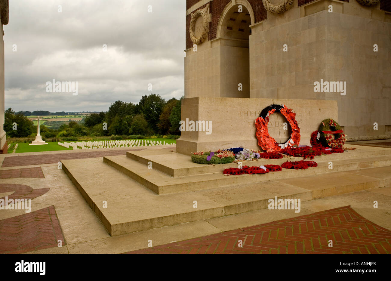 The Thiepval memorial to the 73,000 men with no grave who died in WW1 on the Somme in France Stock Photo