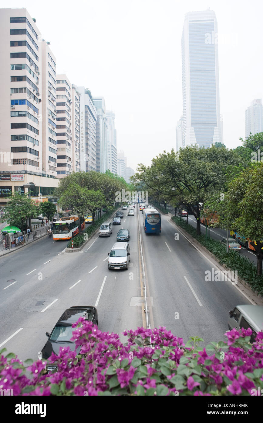 City thoroughfare, high angle view Stock Photo