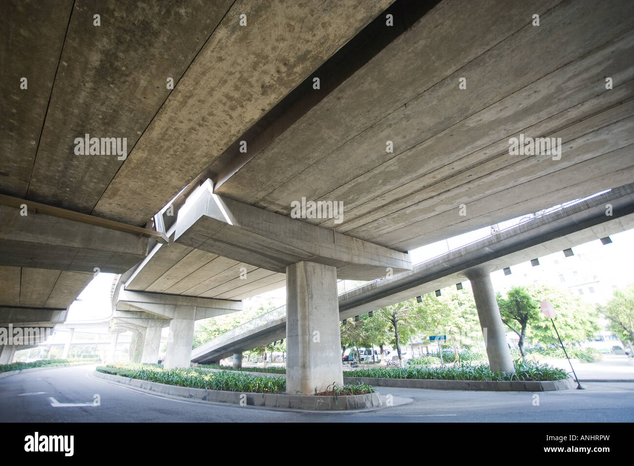 Overpasses, low angle view Stock Photo