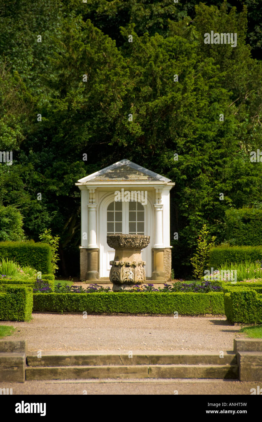 Summerhouse and formal gardens Lotherton Hall Yorkshire UK Stock Photo