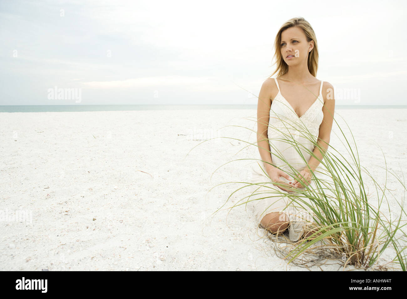 Beautiful blonde woman kneeling on hi-res stock photography and images ...