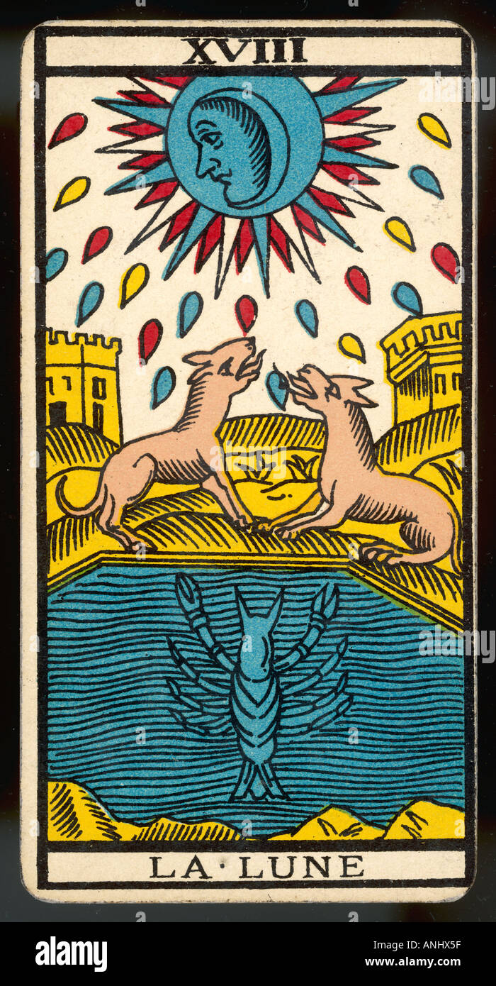 Tarot Card The Moon Stock Photo