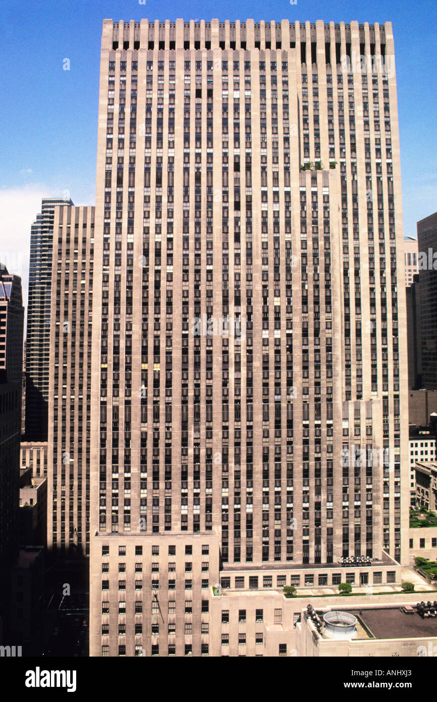 USA New York City 30 Rockefeller Plaza, (30 Rock), (Comcast Building), (GE Building), (RCA Building). Daytime Midtown Manhattan Art Deco architecture Stock Photo