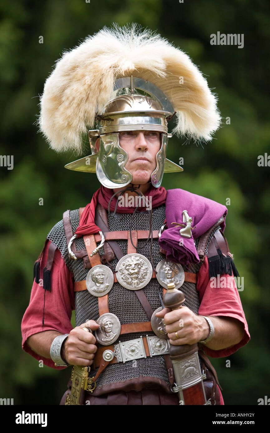 Roman army reenactment Chedworth Villa Stock Photo