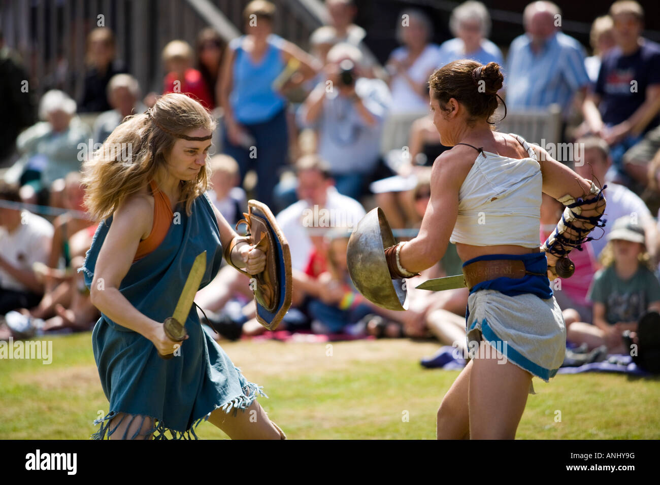 Female Gladiators reenactment Stock Photo