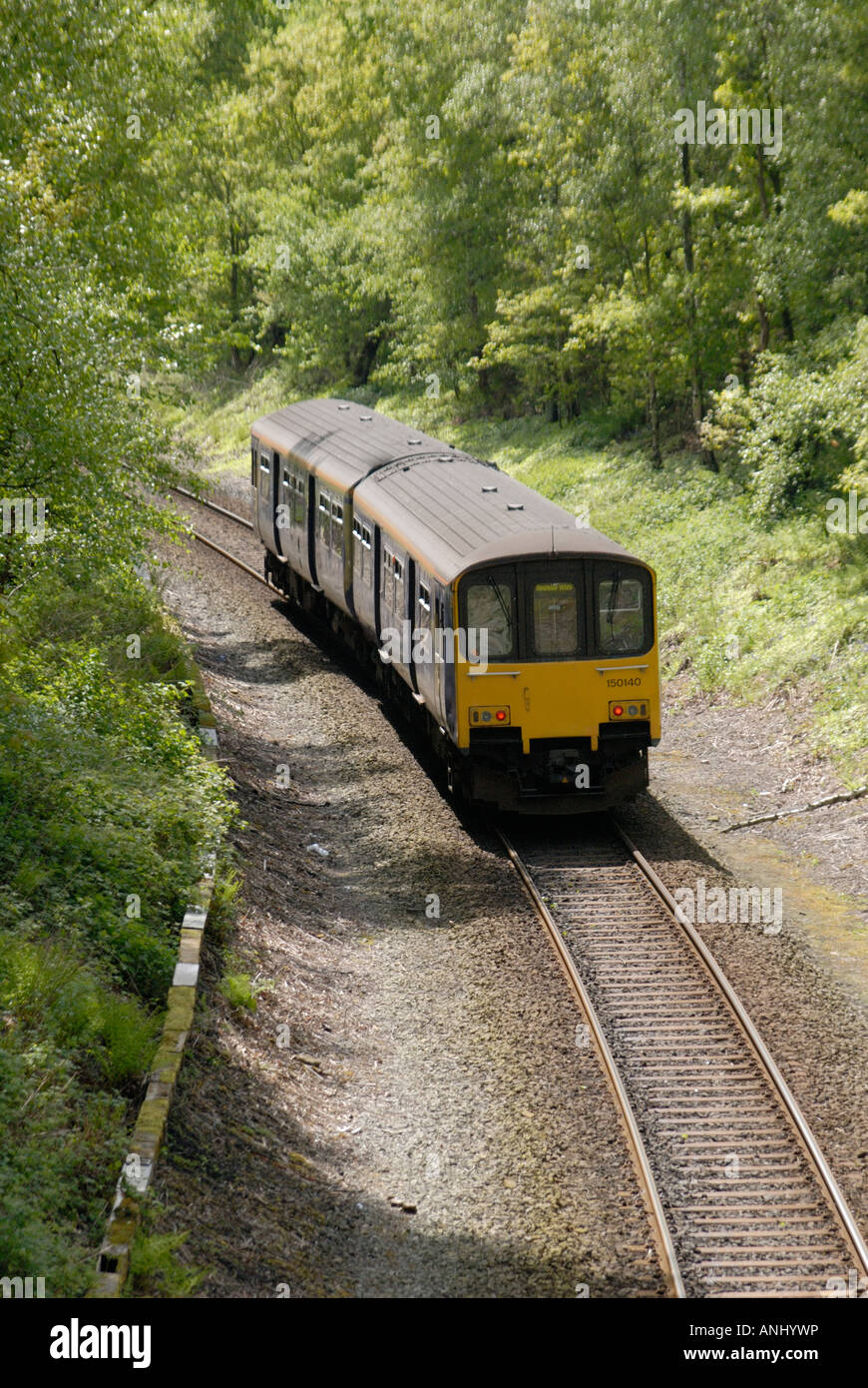 Train passing through the English countryside Stock Photo