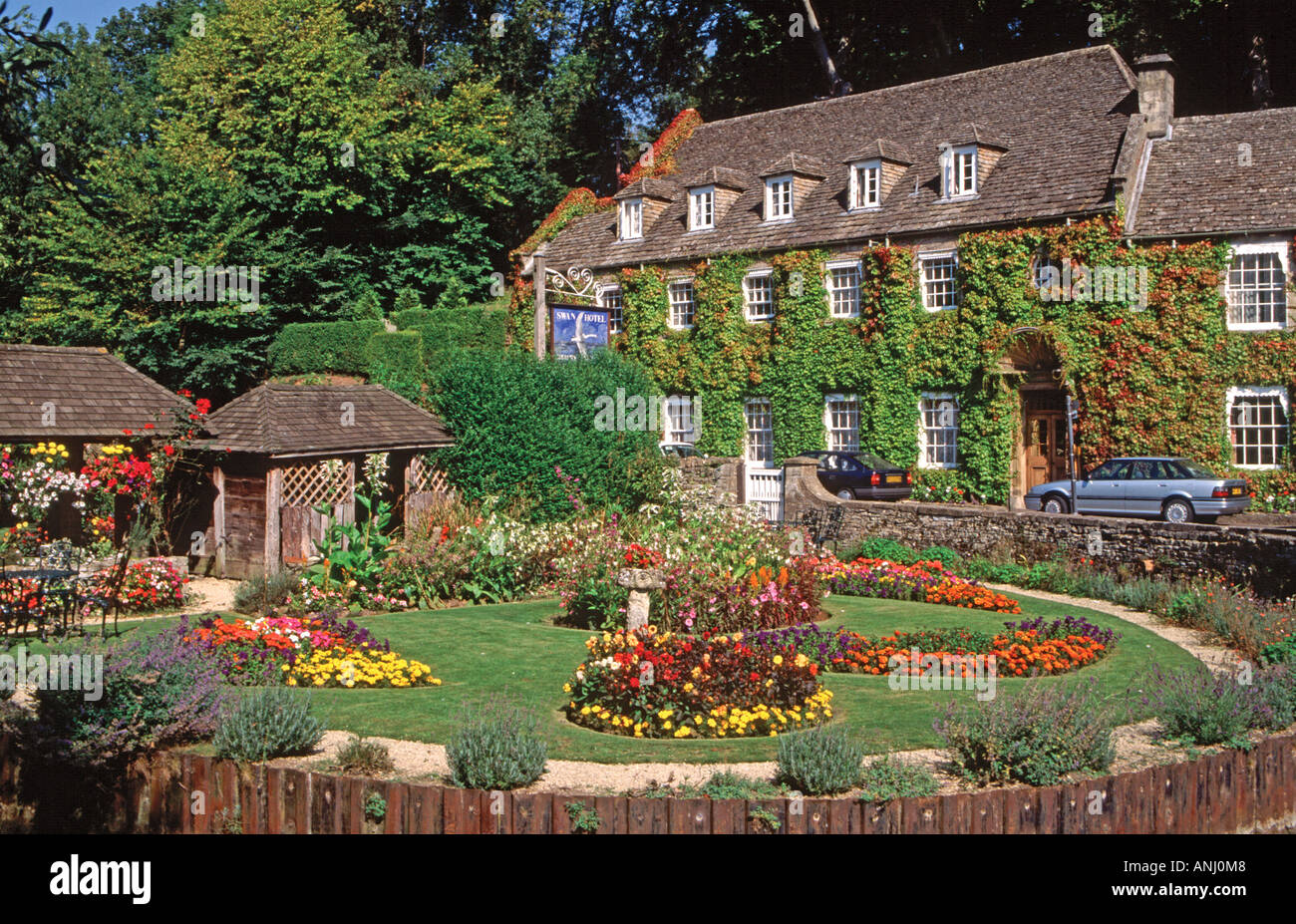 The swan hotel bibury the cotswolds gloucestershire uk stock photo