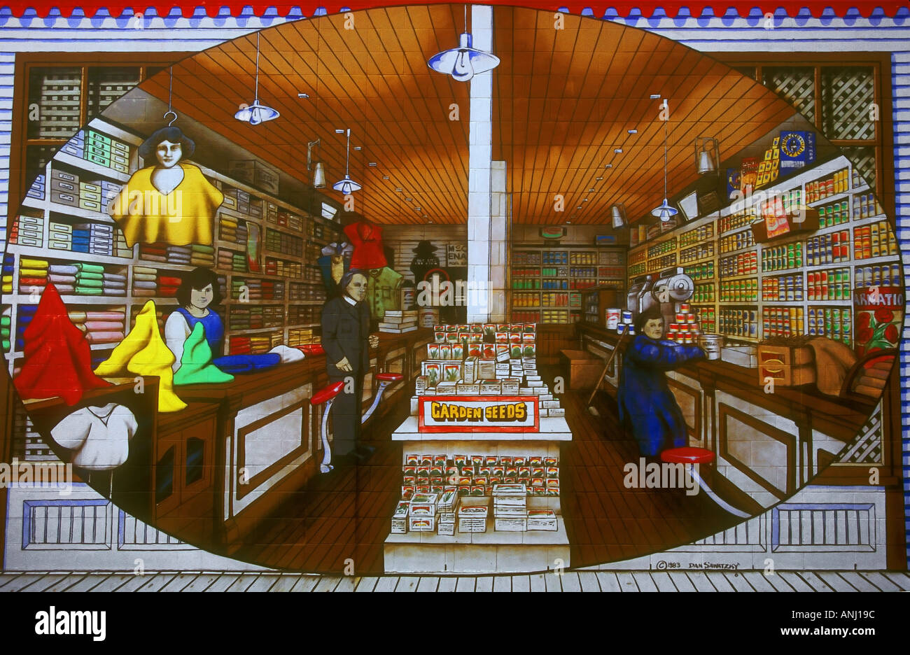 Early Canadian General Store interior Mural in the town of Chemainus
