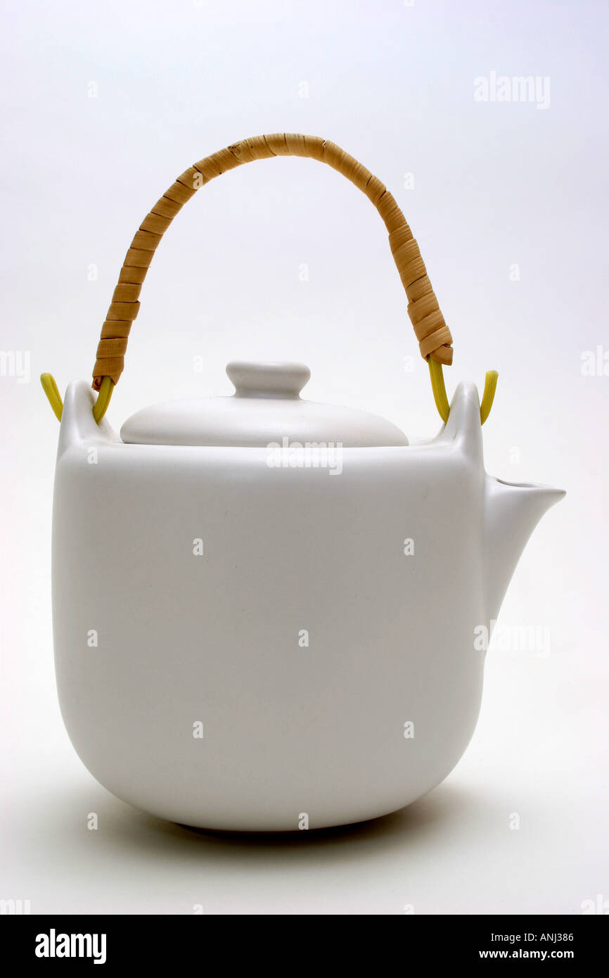 Traditional Japanese style teapot on a white studio background Stock