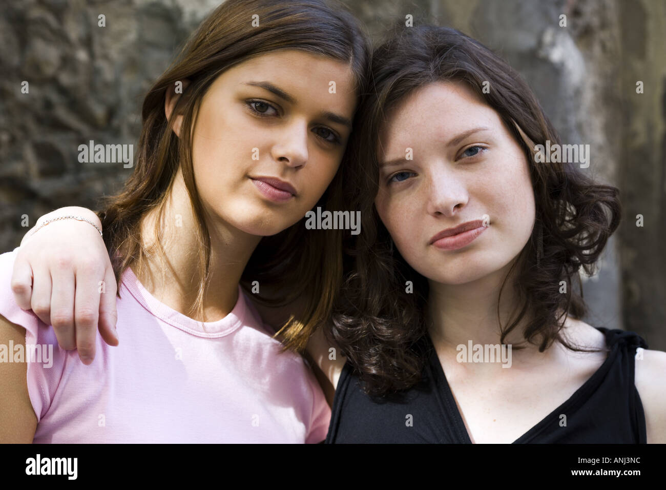 Portrait of two teenage girls Stock Photo - Alamy