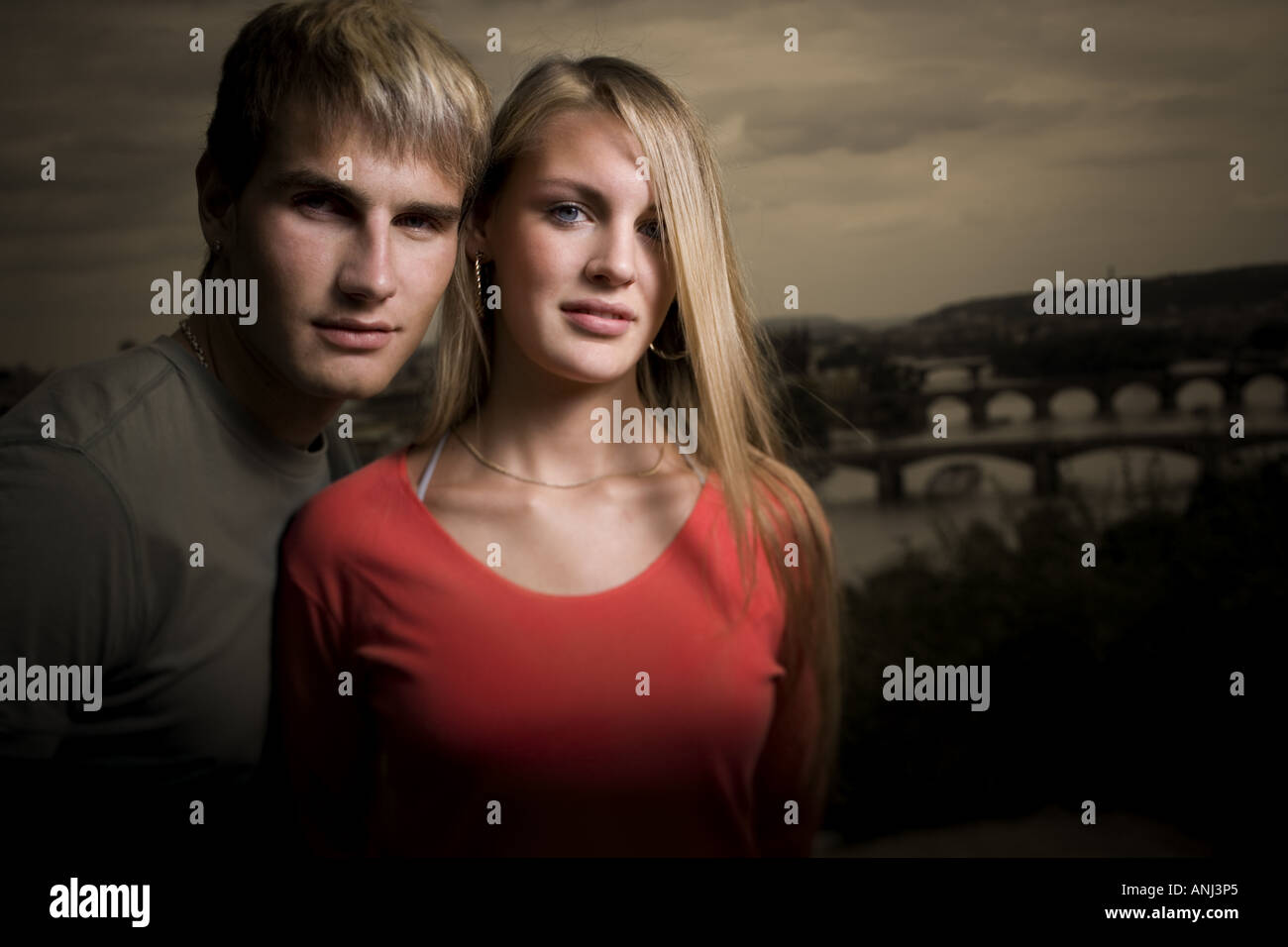 Portrait of a young man with a teenage girl Stock Photo - Alamy