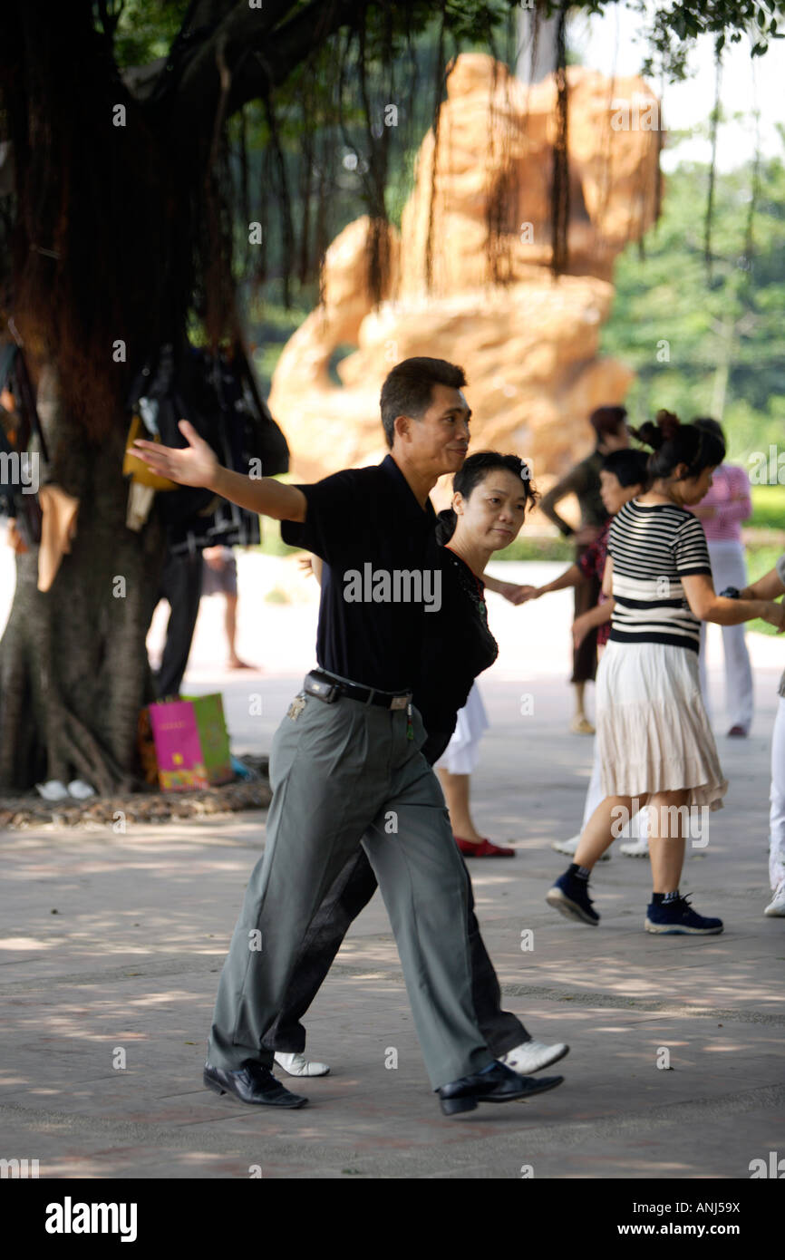 Shamian Dao Sand Surface Island, Guangzhou, China. Public Dance Lesson Stock Photo