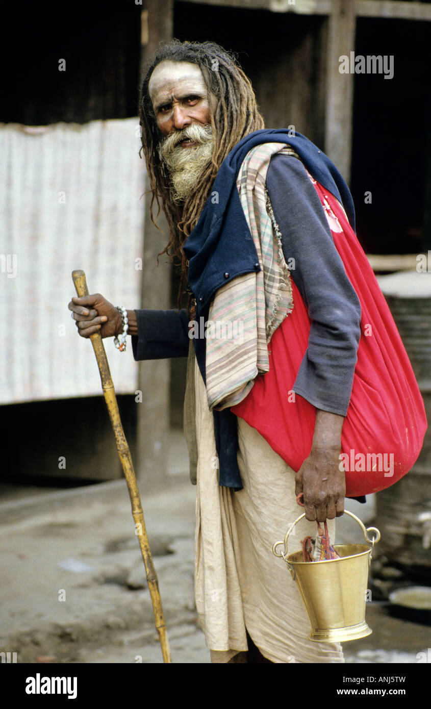 Sadhu or Saddhu or Holy man in Pokhara, Nepal Stock Photo