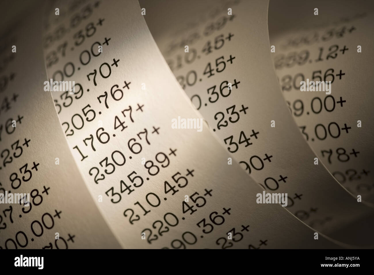 Close up of a receipt Stock Photo