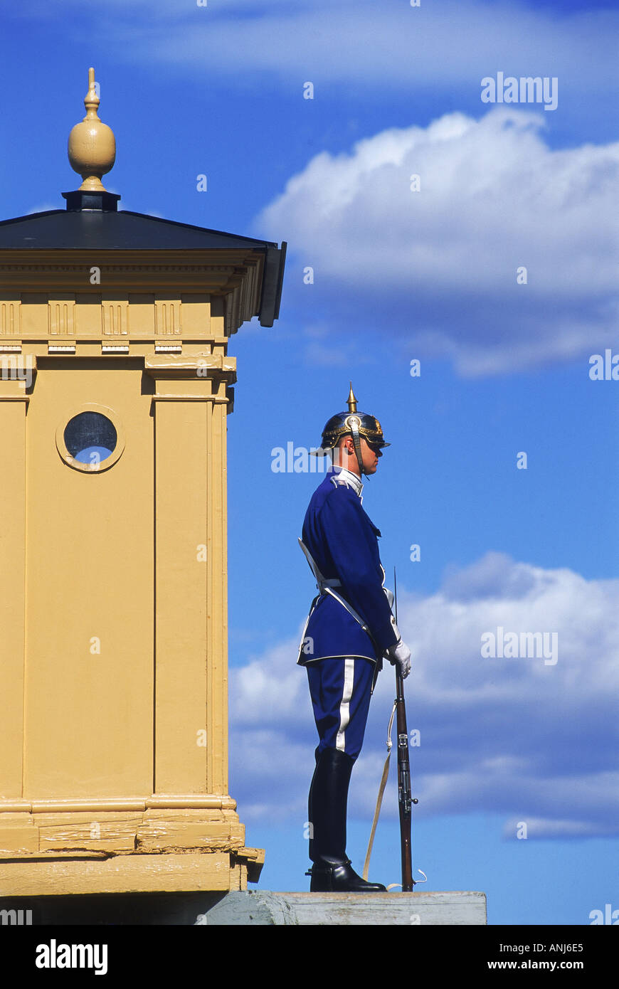 Guard at Royal Palace in Stockholm Sweden Stock Photo