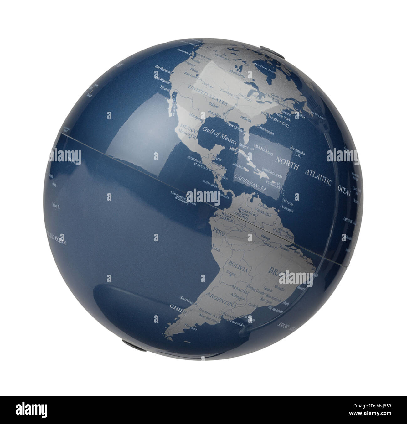 Earth on an axis North and South America Stock Photo