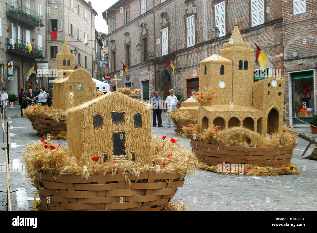 Colorful,Cosumed Traditional Basket,the Canestralle ,festival  in Amandola, Le Marche, Italy Stock Photo