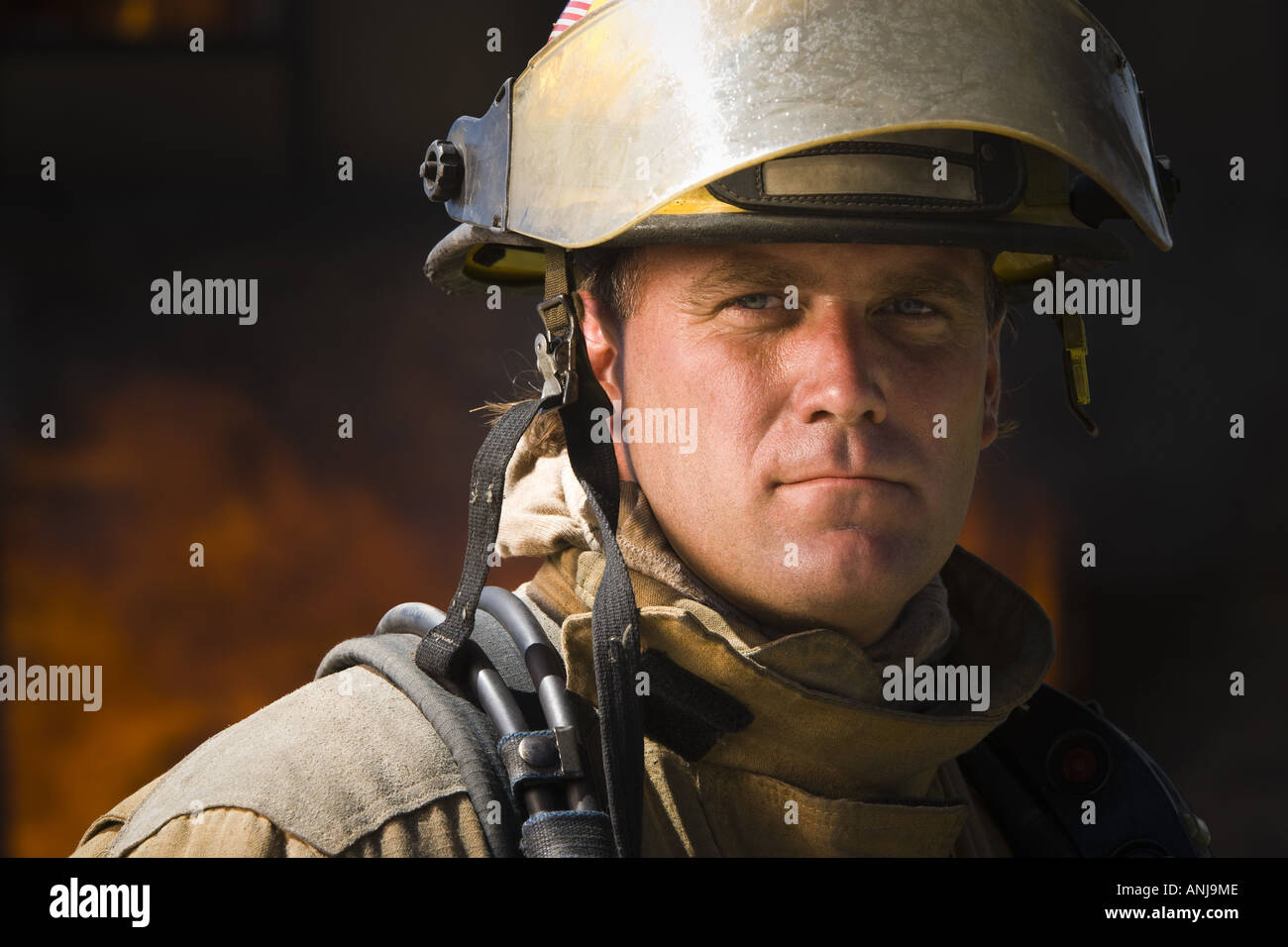 Close up of a firefighter Stock Photo
