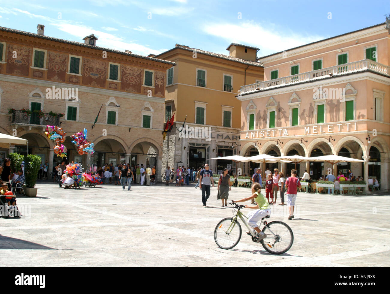 Sunday morning at The famous,beautiful and  historic Meletti Caffe in Ascoli Piceno, Le Marche ,Italy Stock Photo