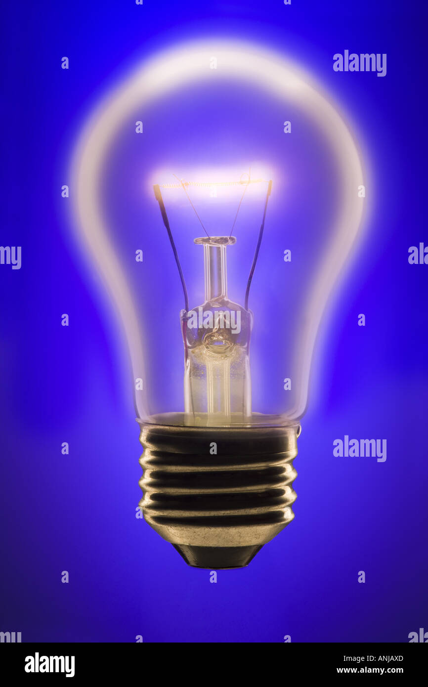 Close up of a glowing light bulb Stock Photo