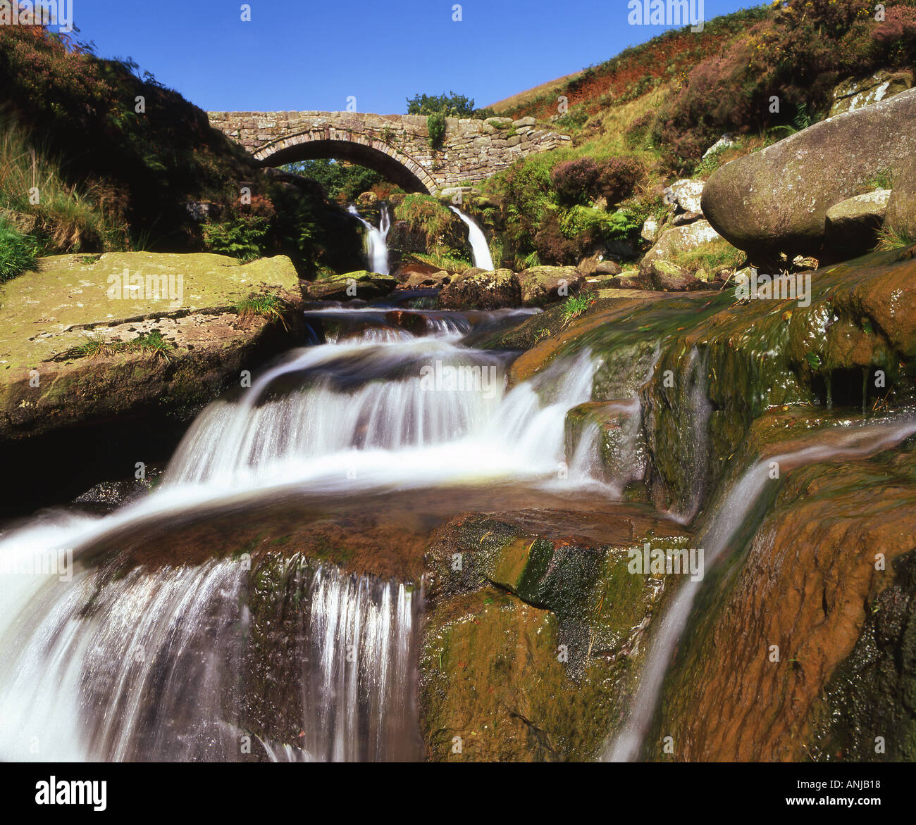 Old Packhorse Bridge and River Dane, Three Shires Head, Peak District
