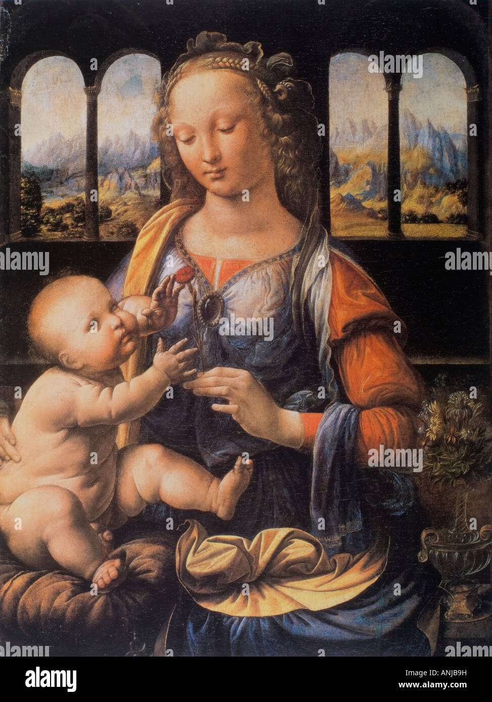 Madonna with the Carnation by Leonardo da Vinci Stock Photo