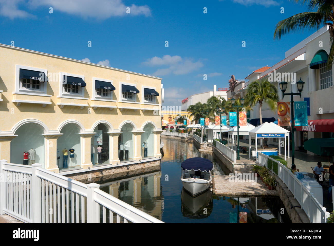 Waterway in La Isla Shopping Village, Cancun, Yucatan Peninsula, Mexico Stock Photo