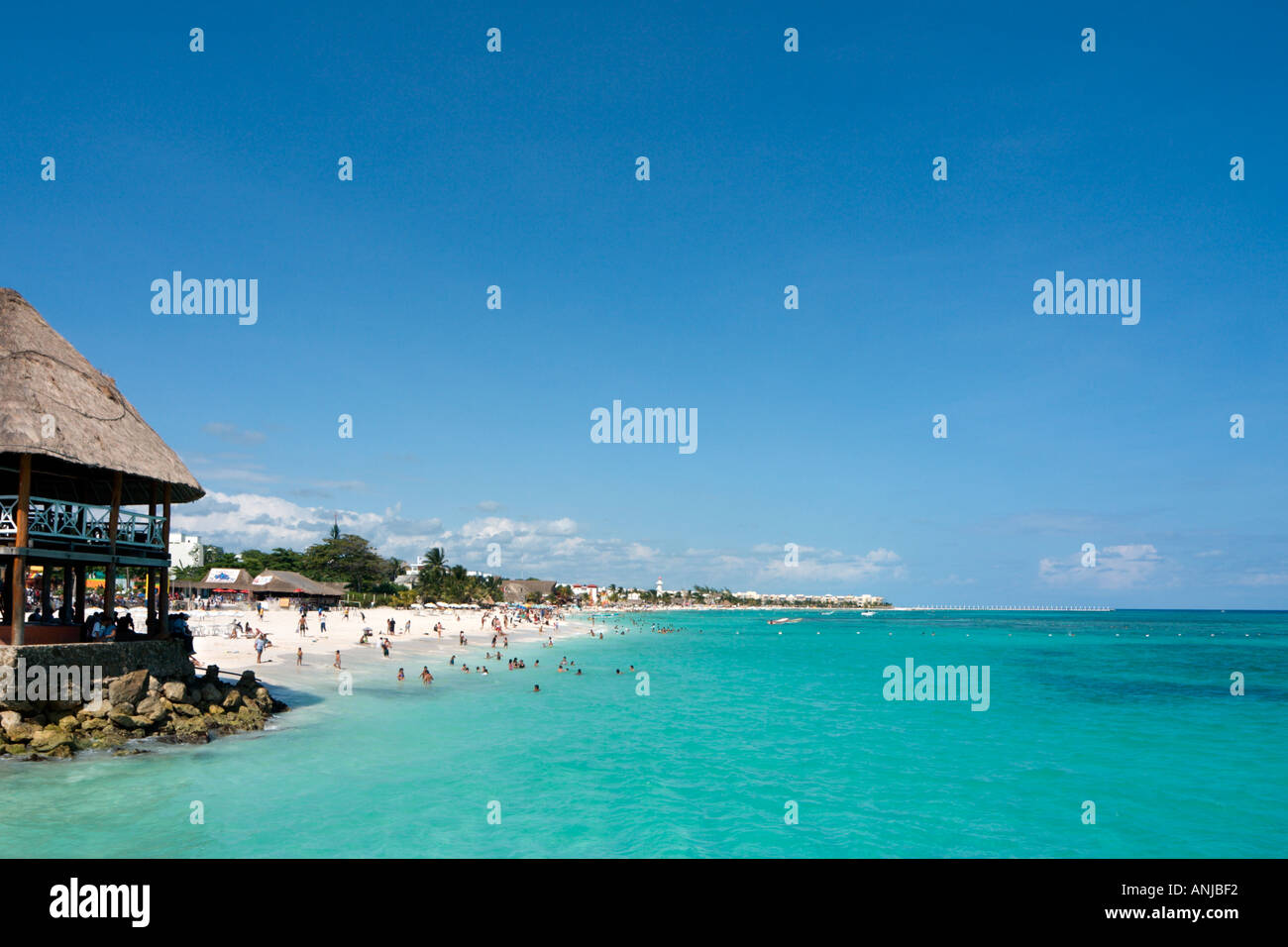 Beach, Playa del Carmen, Riviera Maya, Yucatan Peninsula, Mexico Stock Photo