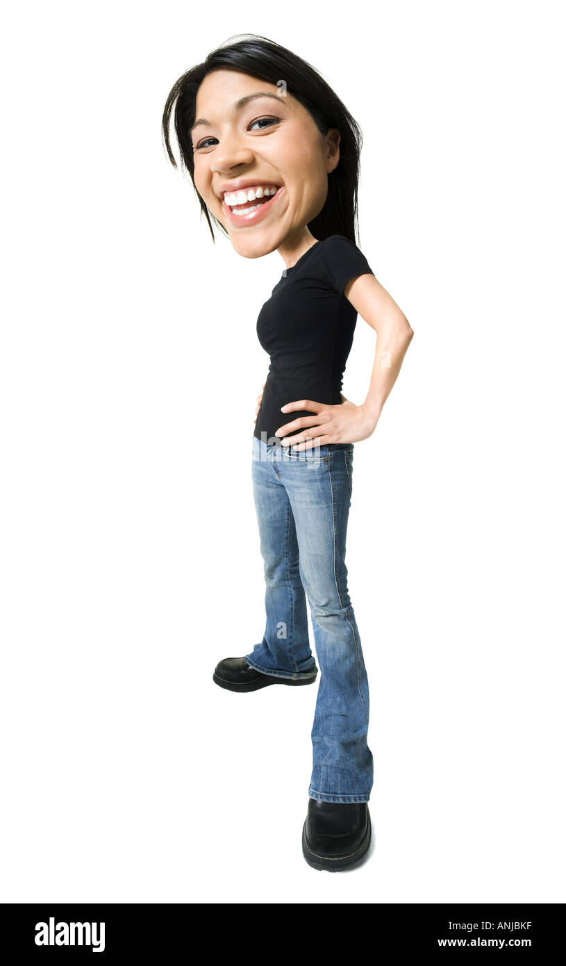 Caricature of a mid adult woman smiling Stock Photo