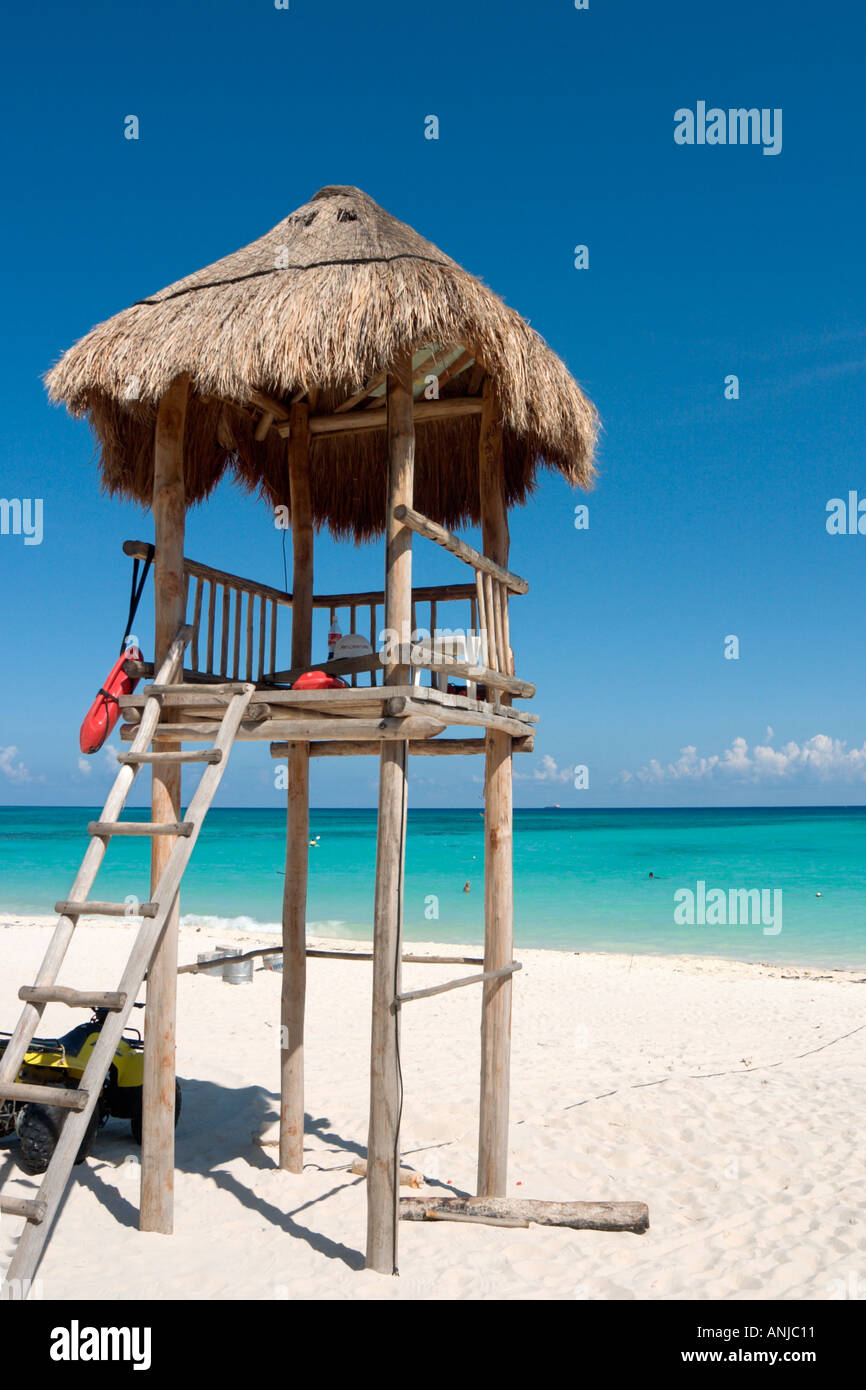 Beach outside Hotel Reef Coco Beach, Playa del Carmen, Riviera Maya, Yucatan Peninsula, Mexico Stock Photo