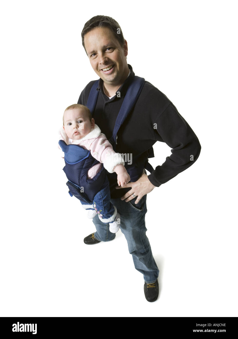 Portrait of a man carrying his daughter Stock Photo
