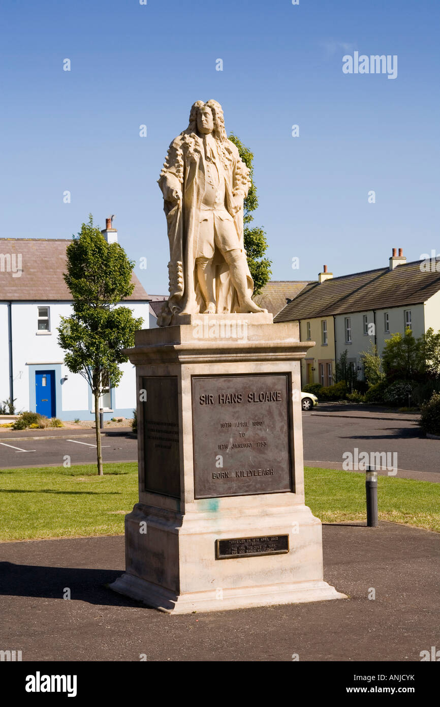 UK Northern Ireland County Down Killyleagh Sloane Square housing development statue of Sir Hans Sloane Stock Photo