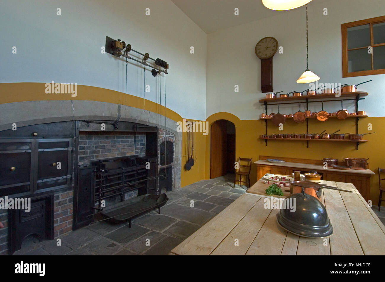 Kitchen in St Fagans Castle Cardiff South Wales Stock Photo
