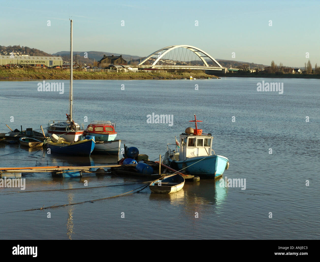 The Southern Distributor Road bridge over the river Usk at Newport