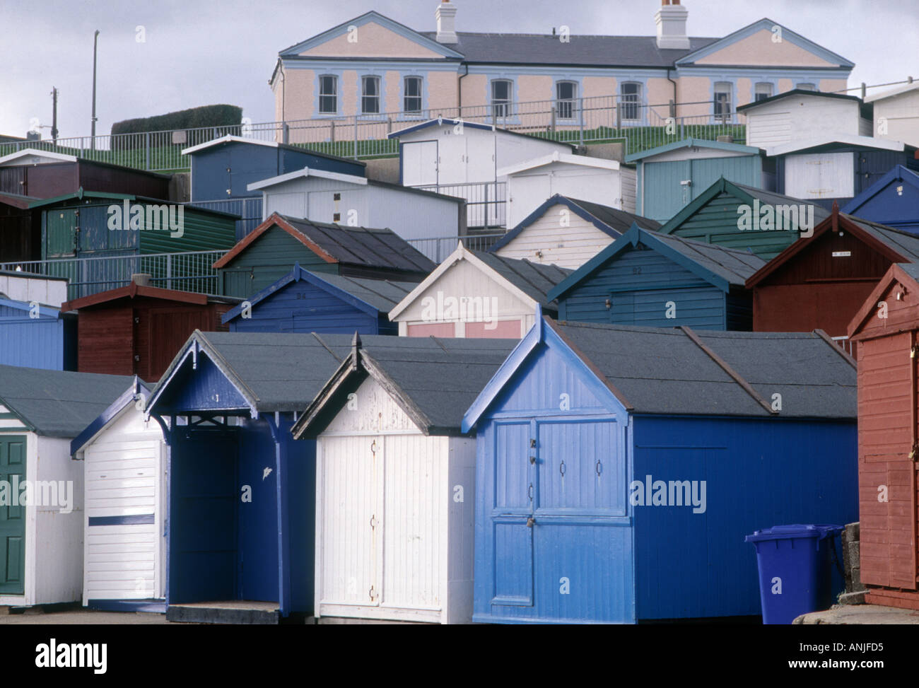 Frinton on Sea Essex . Beach huts and Holiday homes Stock Photo